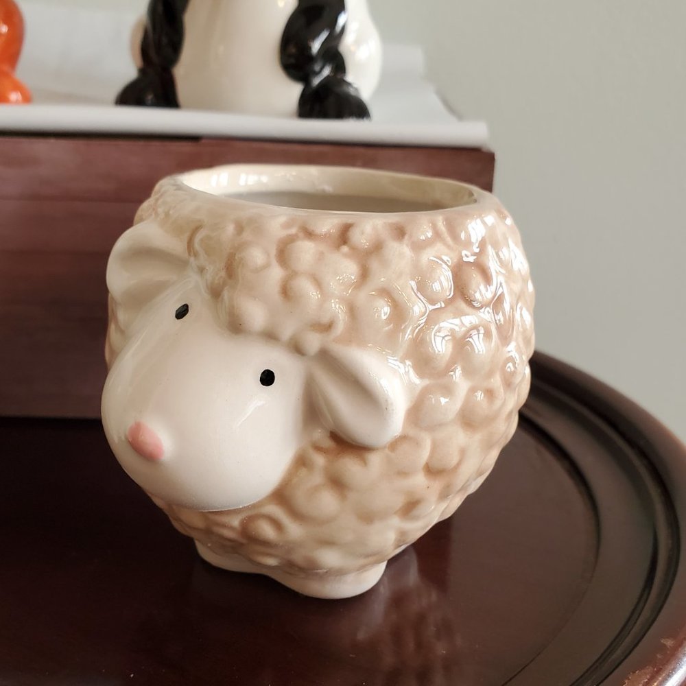 Mini Sheep Planter or Air Plant Holder, 3" Ceramic Farm Animal Plant Pot